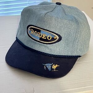 Vintage Embroidered Bob Massey Blue & Gold Western Rodeo Cap Baseball Hat